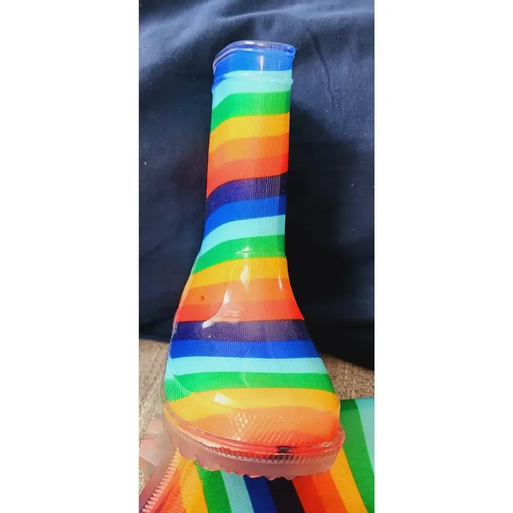 Jasom Girls Rainbow Rubber Rain Boot. Size 7 New with Original pkg. Style 86759